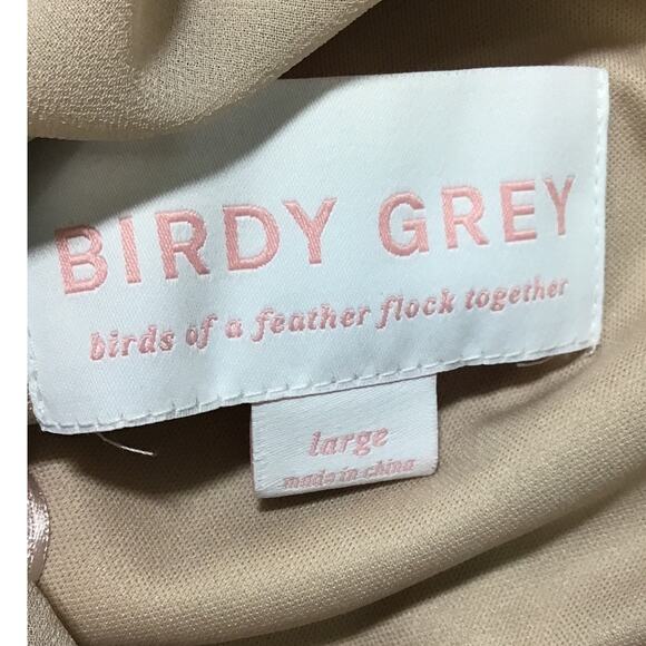 BIRDY GREY SZ L Taupe Jane flutter sleeveless bridesmaid maxi dress NWT B101 - Picture 8 of 9